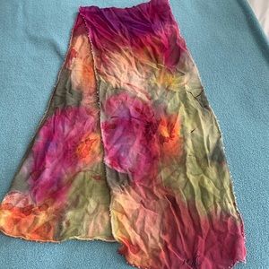 Multi color scarf with clear beading along edge